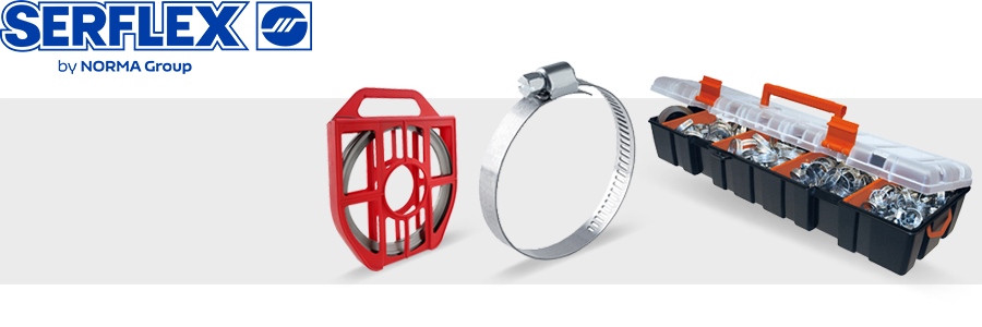 collage of SERFLEX products and logo