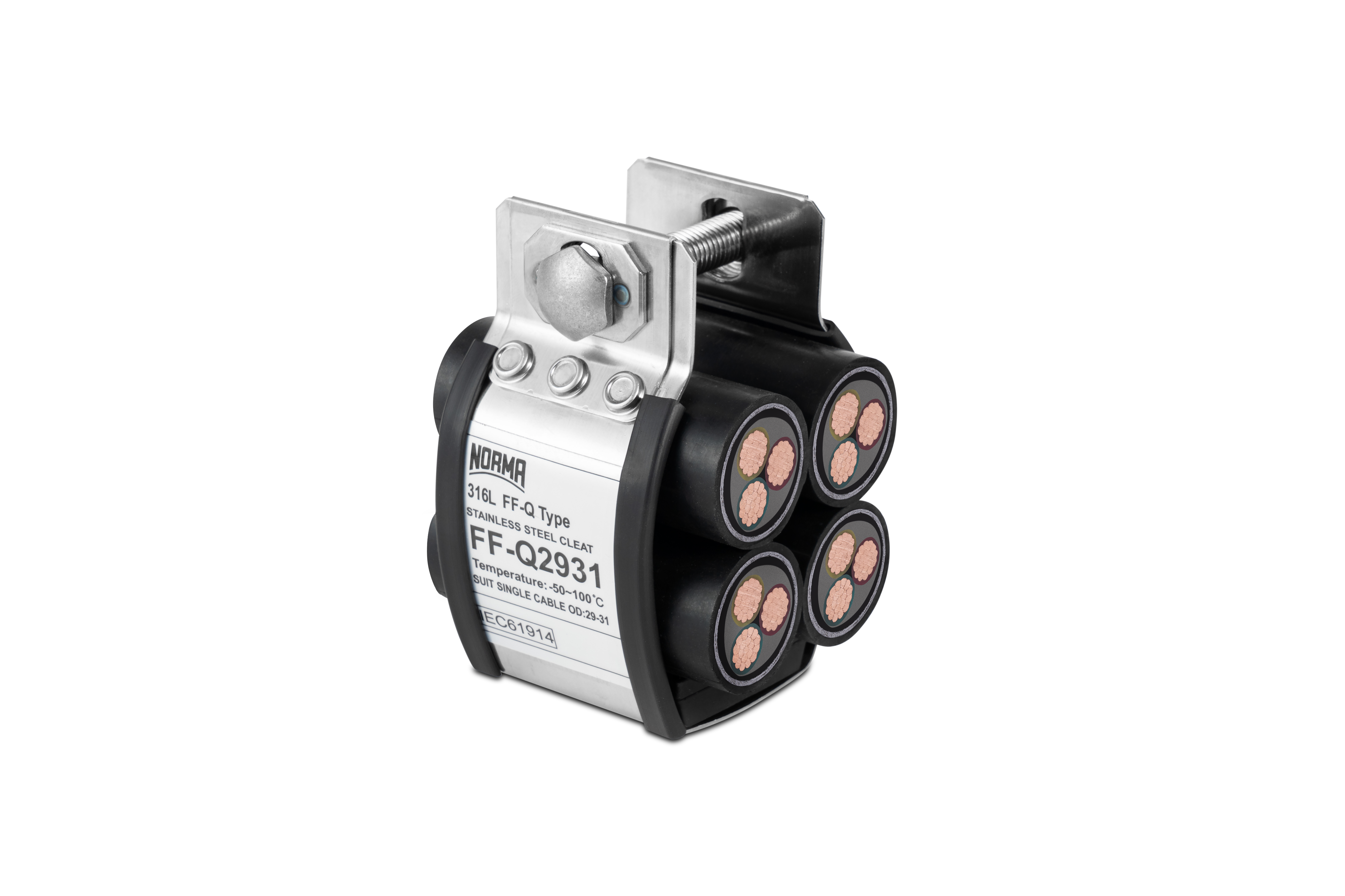 The NORMA Group Quad Cable Cleat secures four cables simultaneously