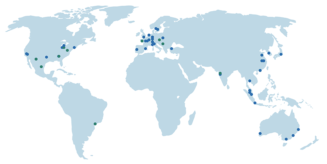 mapa mundial con ubicaciones del Grupo NORMA